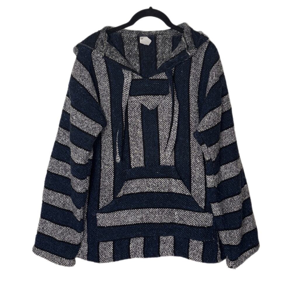Molina vintage Baja Hoodie Sweater pullover Size Medium Unisex Blue and Gray